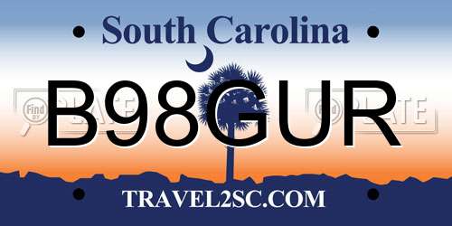 B98GUR South Carolina License Plate