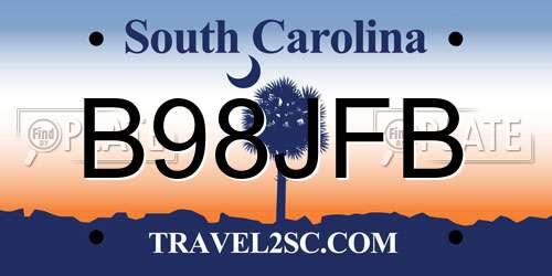 B98JFB South Carolina License Plate