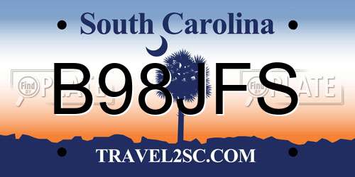 B98JFS South Carolina License Plate