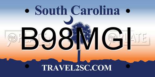 B98MGI South Carolina License Plate
