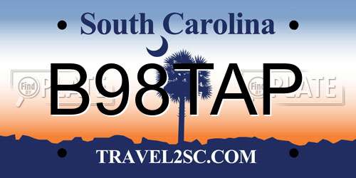 B98TAP South Carolina License Plate
