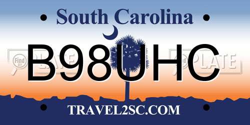 B98UHC South Carolina License Plate
