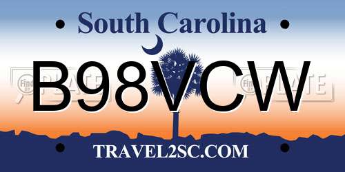 B98VCW South Carolina License Plate