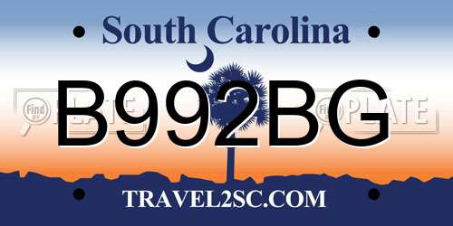 B992BG South Carolina License Plate