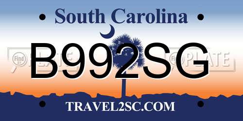 B992SG South Carolina License Plate