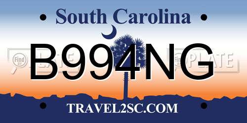 B994NG South Carolina License Plate