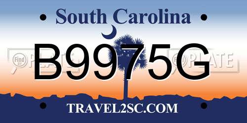 B9975G South Carolina License Plate