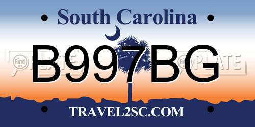 B997BG South Carolina License Plate
