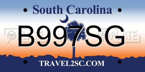 B997SG South Carolina License Plate