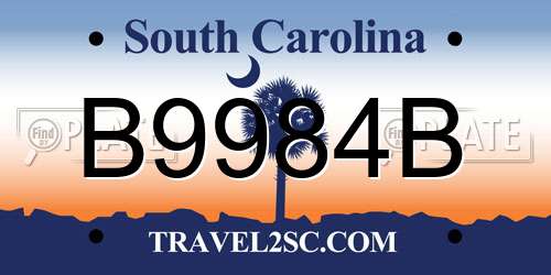 B9984B South Carolina License Plate