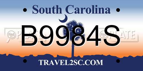 B9984S South Carolina License Plate