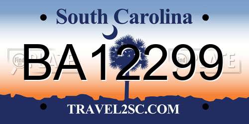 BA12299 South Carolina License Plate