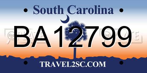 BA12799 South Carolina License Plate