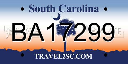BA17299 South Carolina License Plate