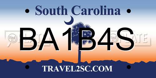 BA1B4S South Carolina License Plate