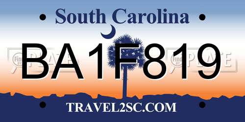 BA1F819 South Carolina License Plate