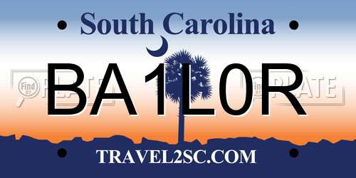 BA1L0R South Carolina License Plate