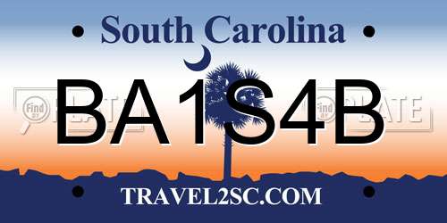 BA1S4B South Carolina License Plate