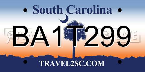 BA1T299 South Carolina License Plate