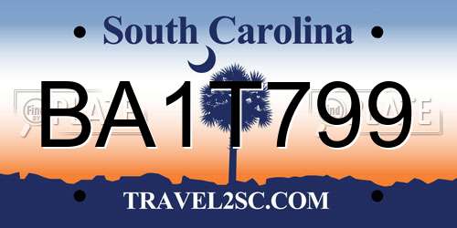 BA1T799 South Carolina License Plate