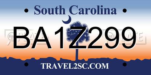 BA1Z299 South Carolina License Plate