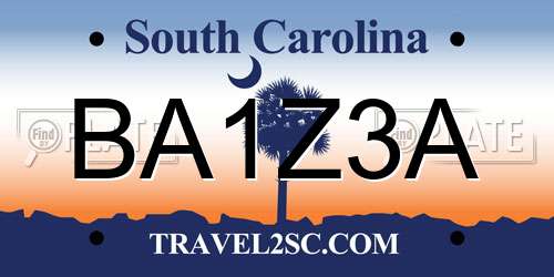 BA1Z3A South Carolina License Plate