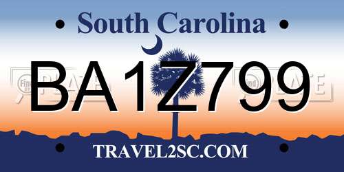 BA1Z799 South Carolina License Plate