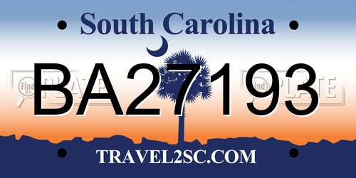 BA27193 South Carolina License Plate