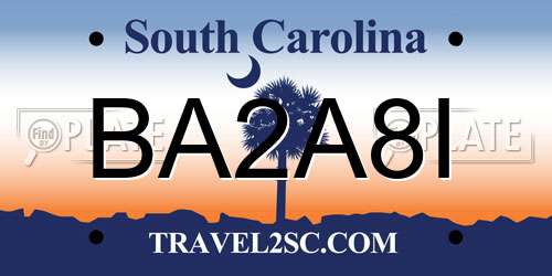 BA2A8I South Carolina License Plate
