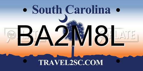 BA2M8L South Carolina License Plate