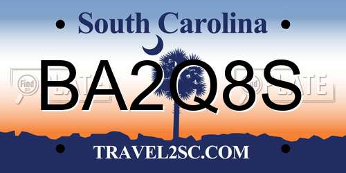 BA2Q8S South Carolina License Plate
