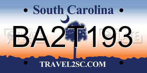 BA2T193 South Carolina License Plate