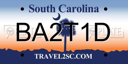 BA2T1D South Carolina License Plate