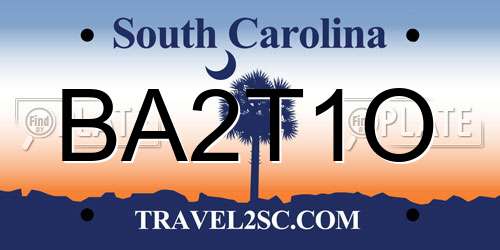 BA2T1O South Carolina License Plate