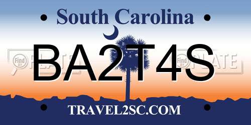BA2T4S South Carolina License Plate
