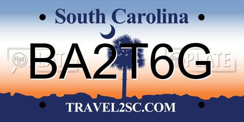 BA2T6G South Carolina License Plate