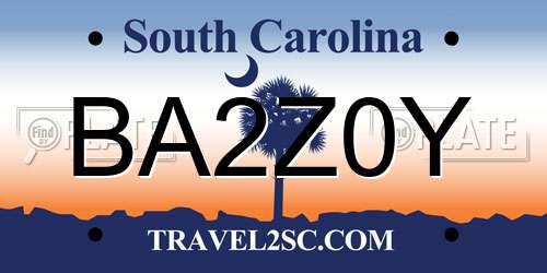 BA2Z0Y South Carolina License Plate