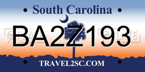 BA2Z193 South Carolina License Plate