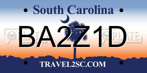 BA2Z1D South Carolina License Plate