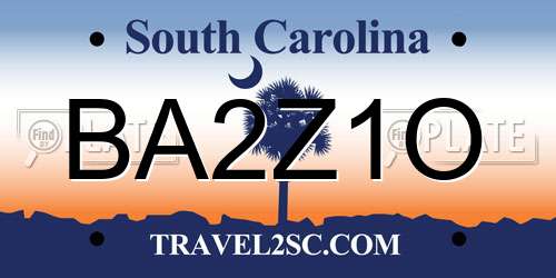 BA2Z1O South Carolina License Plate