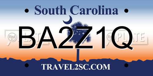 BA2Z1Q South Carolina License Plate