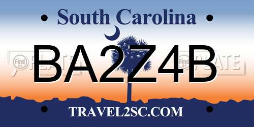 BA2Z4B South Carolina License Plate