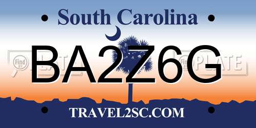 BA2Z6G South Carolina License Plate