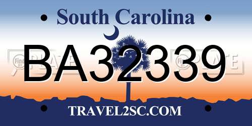 BA32339 South Carolina License Plate