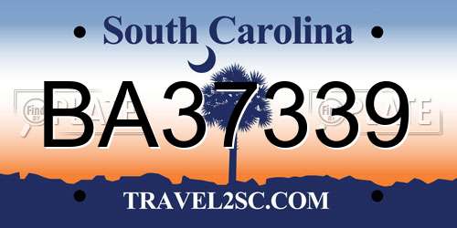 BA37339 South Carolina License Plate