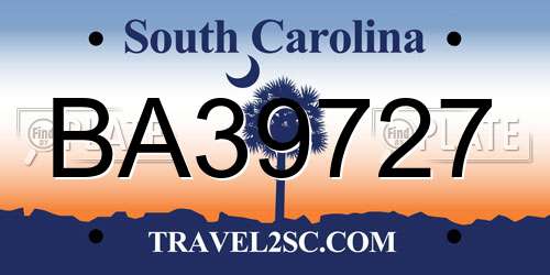 BA39727 South Carolina License Plate