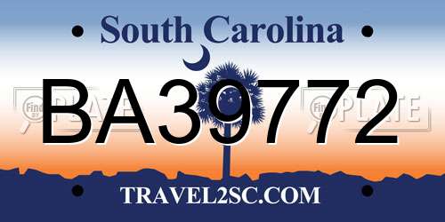 BA39772 South Carolina License Plate