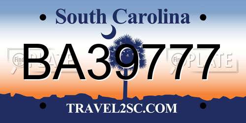 BA39777 South Carolina License Plate