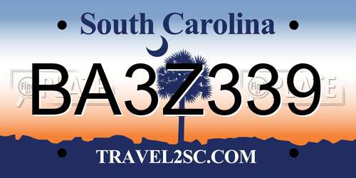 BA3Z339 South Carolina License Plate