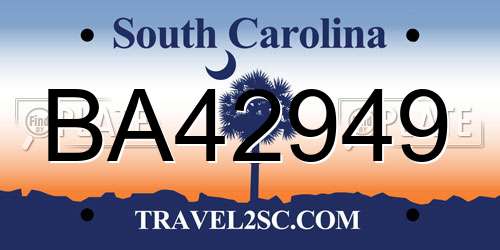 BA42949 South Carolina License Plate